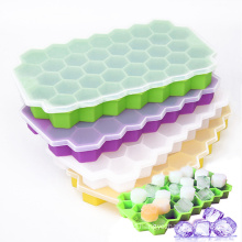 wholesale food grade 37 cavity popsicle mold honeycomb silicone ice cube trays maker with lid and bin